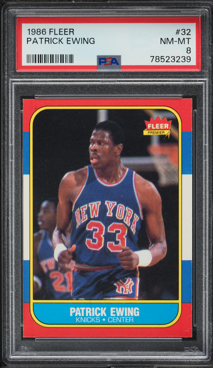 1986 Fleer Basketball Patrick Ewing ROOKIE #32 PSA 8 NM-MT