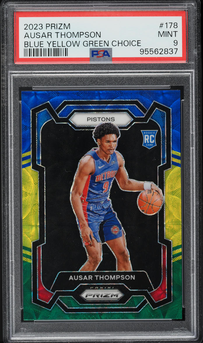 2023 Panini Prizm Blue Yellow Green Choice Ausar Thompson ROOKIE #178 PSA 9 MINT