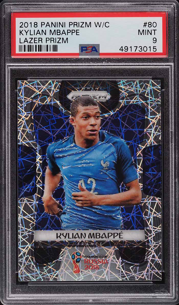 2018 Panini Prizm World Cup Lazer Prizms Kylian Mbappe ROOKIE #80 PSA 9 MINT