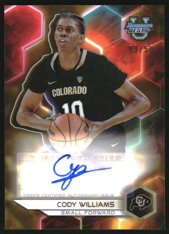 2023 Bowman's Best University Best of '23 Auto Gold Goemetric Cody Williams /50