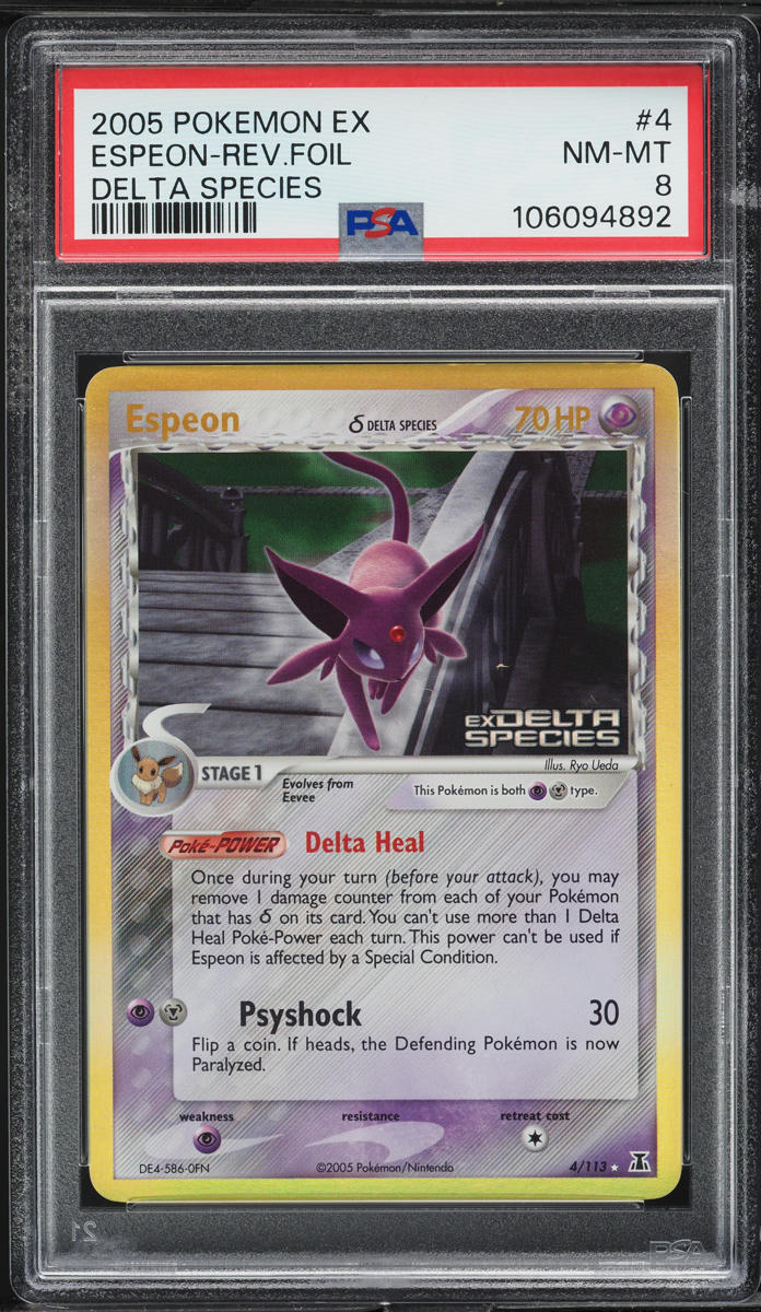 2005 Pokemon EX Delta Species Reverse Holo Espeon #4 PSA 8 NM-MT
