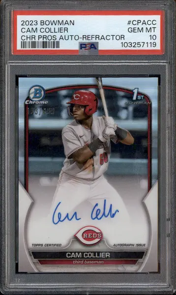 2023 Bowman Chrome Prospect Auto Refractor #CPACC Cam Collier RC /499 PSA 10