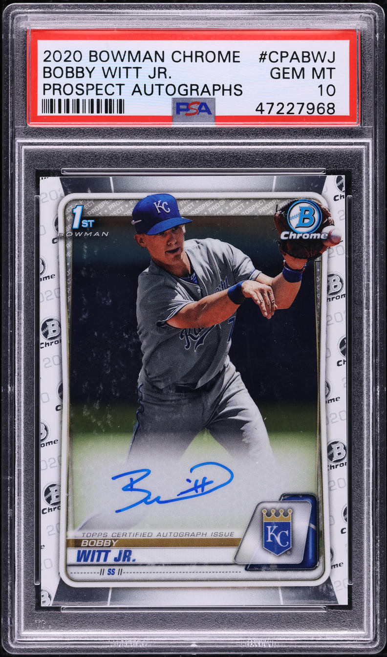 2020 Bowman Chrome Bobby Witt Jr. PROSPECT AUTO #CPA-BWJ PSA 10 GEM MINT