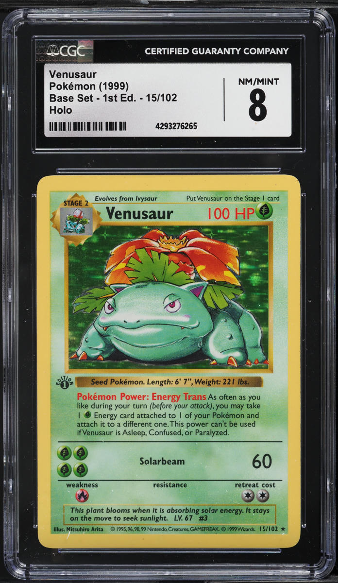 1999 Pokemon Base Set Shadowless 1st Edition Holo Venusaur #15 CGC 8 NM-MT