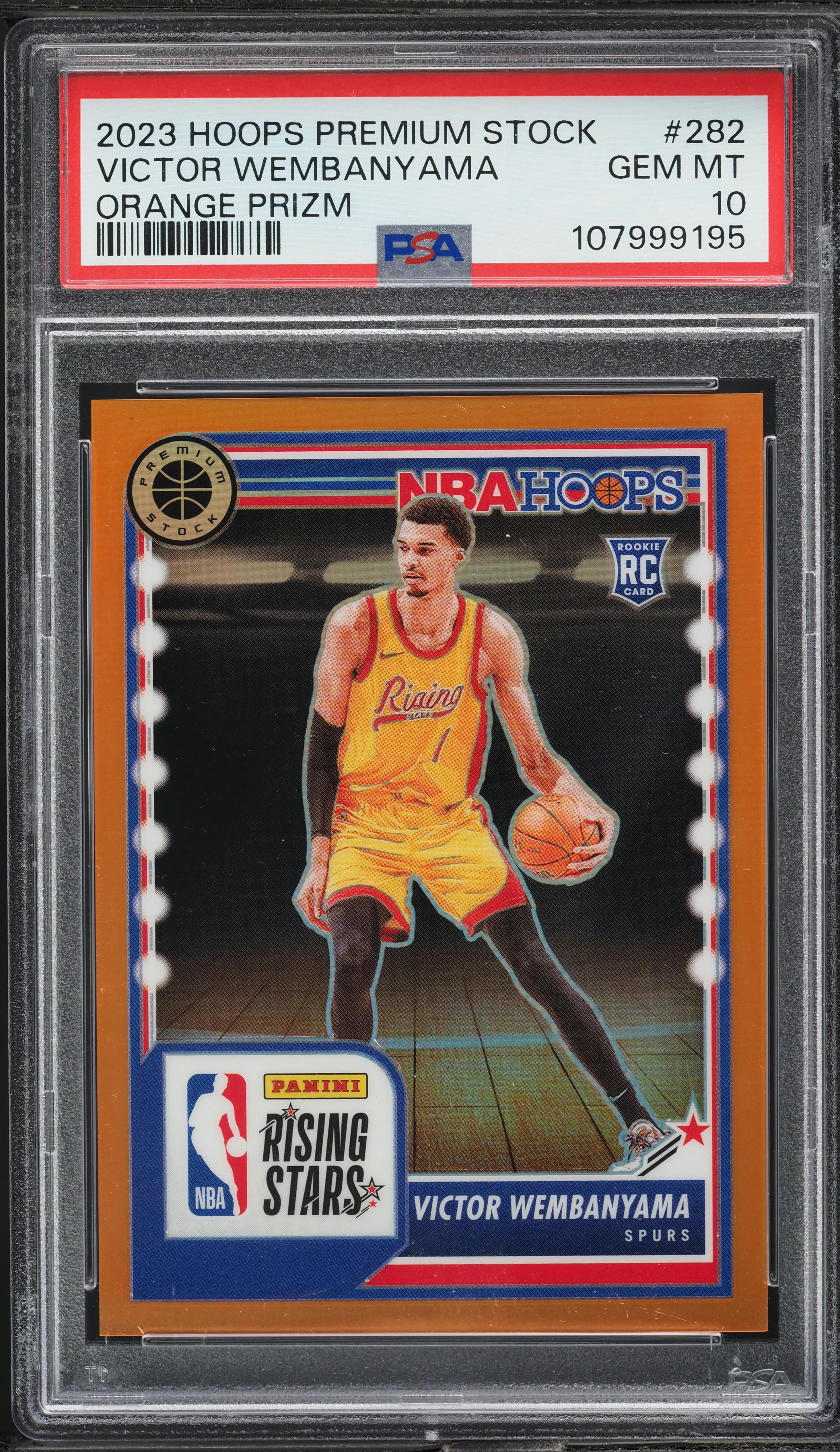 2023 Hoops Premium Stock Orange Prizm Victor Wembanyama RC /299 #282 PSA 10 GEM