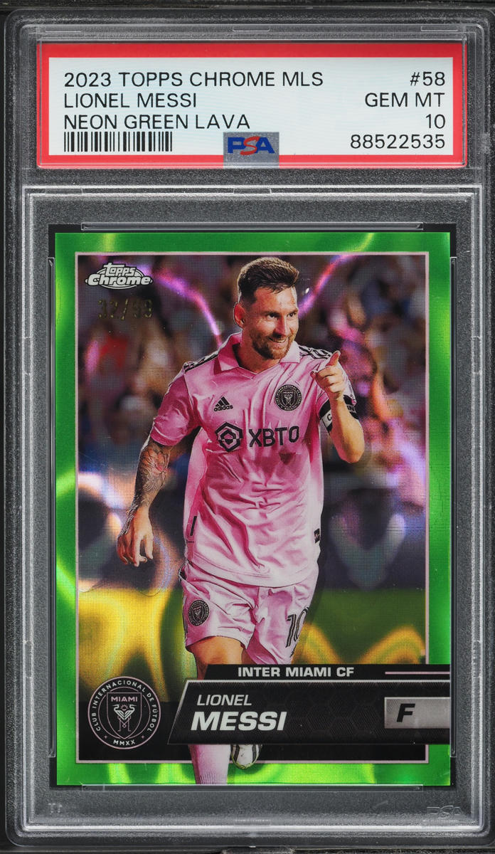 2023 Topps Chrome MLS Neon Green Lava Lionel Messi /99 #58 PSA 10 GEM MINT
