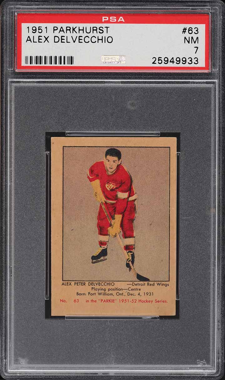 1951 Parkhurst Alex Delvecchio #63 PSA 7 NRMT