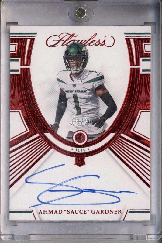 2022 Panini Flawless Rookie Gems Signatures Ahmad "Sauce" Gardner RC Auto /20