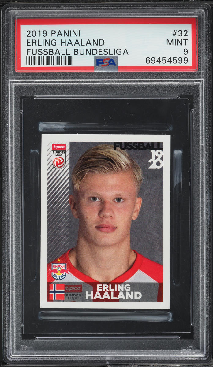 2019 Panini Fussball Bundesliga Sticker Erling Haaland ROOKIE #32 PSA 9 MINT