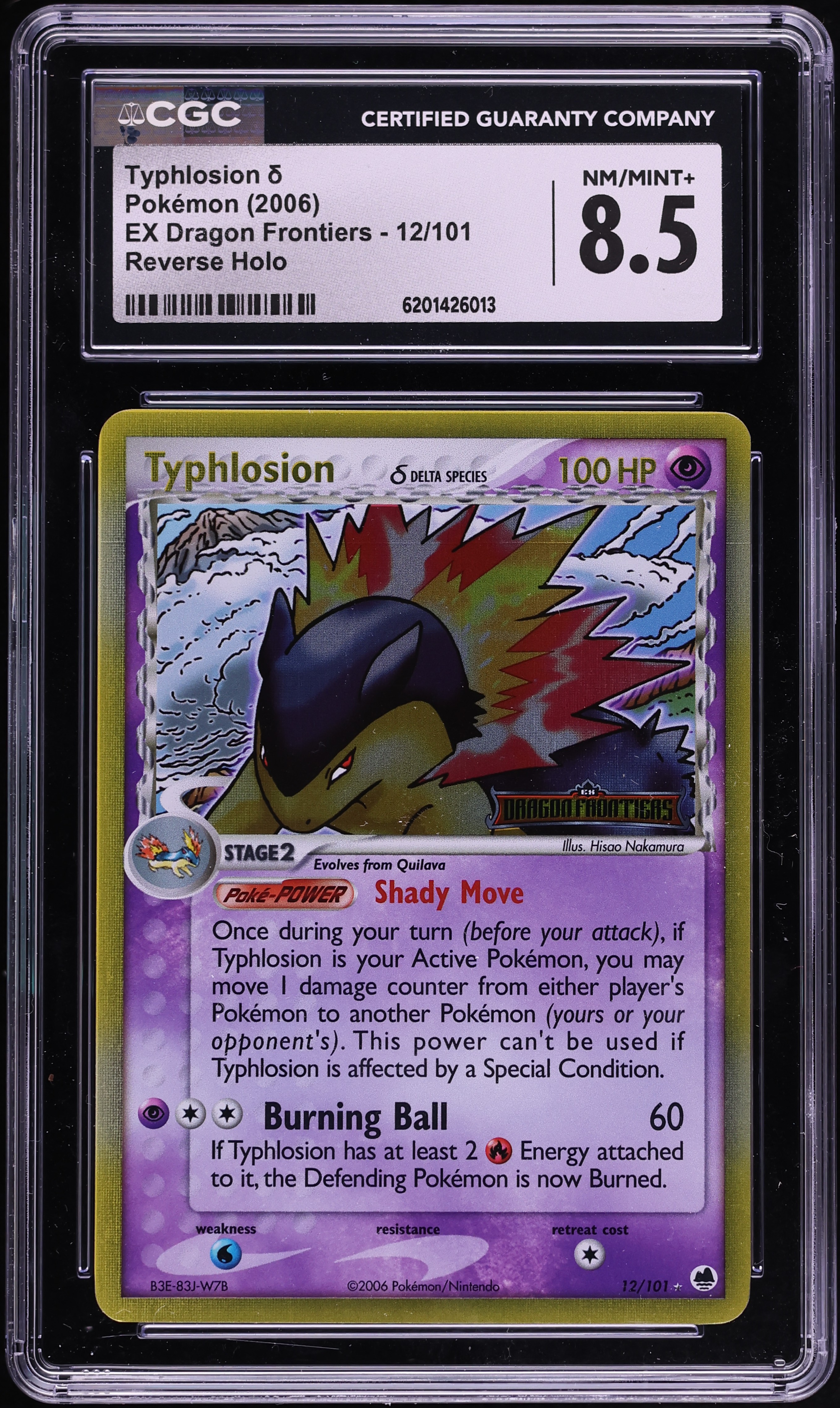 2006 Pokemon EX Dragon Frontiers Reverse Holo Typhlosion #12 CGC 8.5 NM-MT+