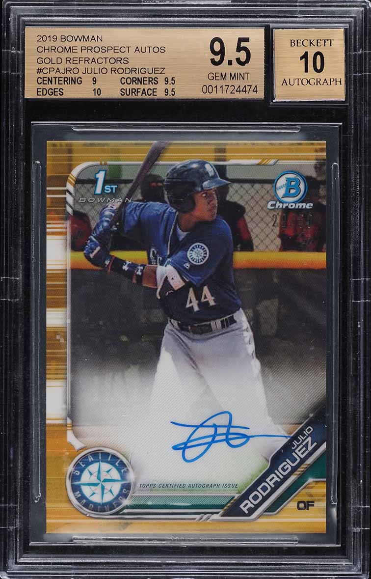 2019 Bowman Chrome Gold Refractor Julio Rodriguez ROOKIE AUTO /50 BGS 9.5 GEM