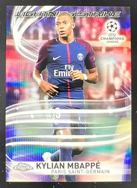 2017 Topps Chrome UEFA Champions League Lightning Strike #LS-KM Kylian Mbappe