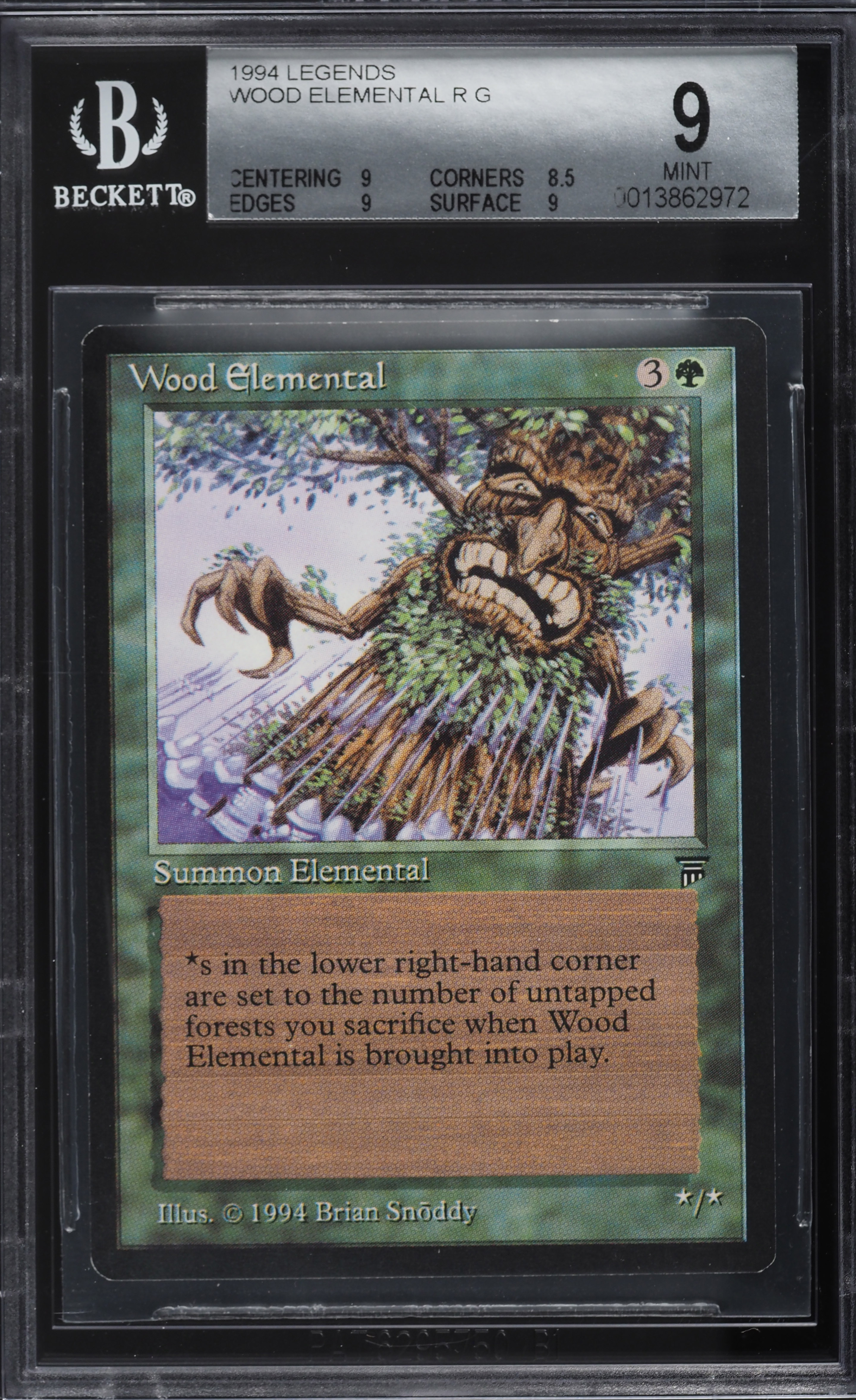 1994 Magic The Gathering MTG Legends Wood Elemental R G BGS 9 MINT