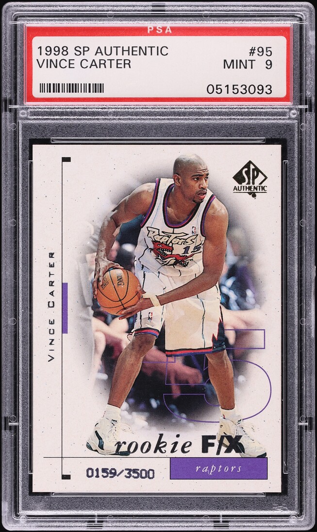 1998 SP Authentic Vince Carter ROOKIE /3500 #95 PSA 9 MINT
