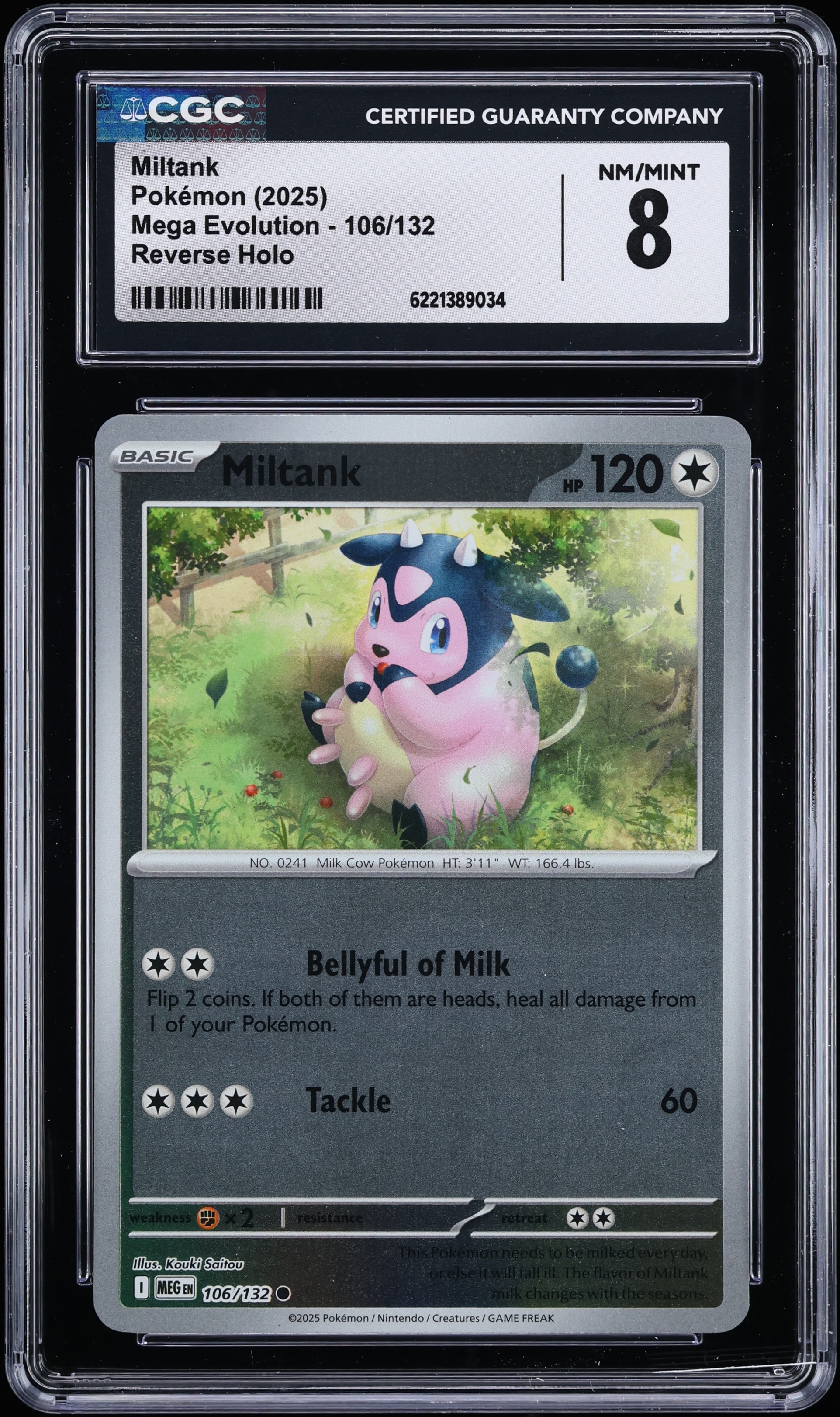 2025 Pokemon Mega Evolution Reverse Holo Miltank #106 CGC 8 NM-MT