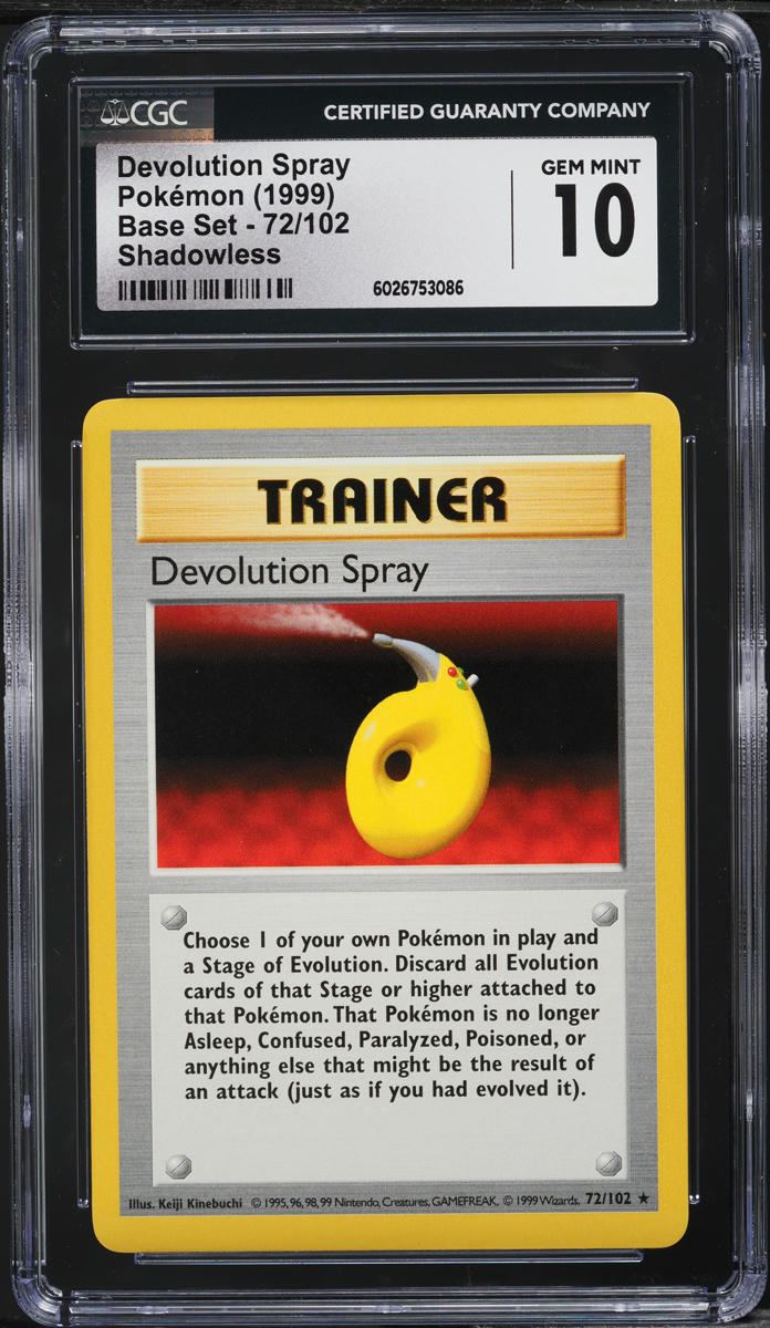1999 Pokemon Base Set Shadowless Devolution Spray #72 CGC 10 GEM MINT