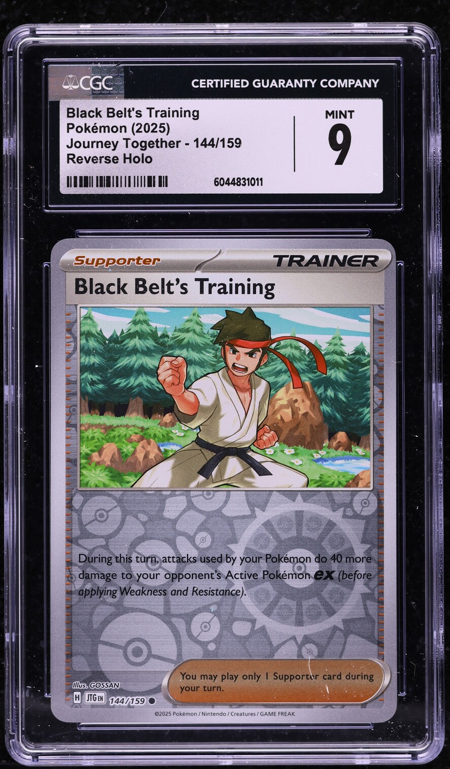 2025 Pokemon SV Journey Together Reverse Holo Black Belt's Training #144 CGC 9