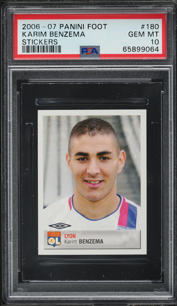 2006 Panini Foot Stickers Karim Benzema ROOKIE #180 PSA 10 GEM MINT