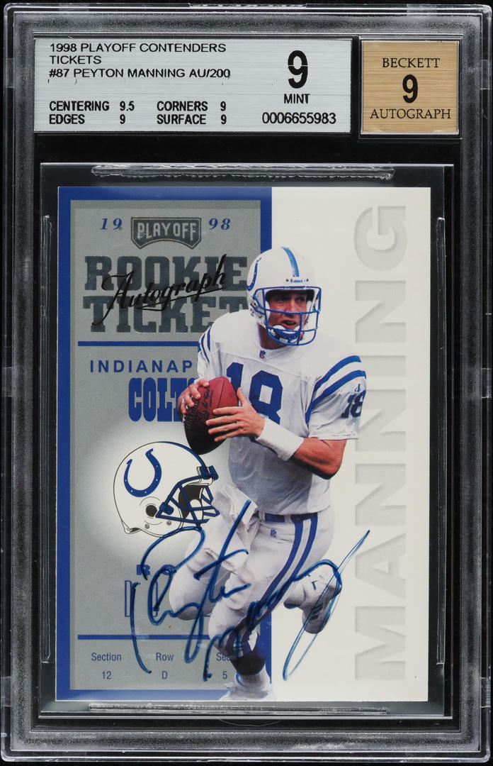 1998 Playoff Contenders Ticket Peyton Manning ROOKIE AUTO #87 BGS 9 MINT