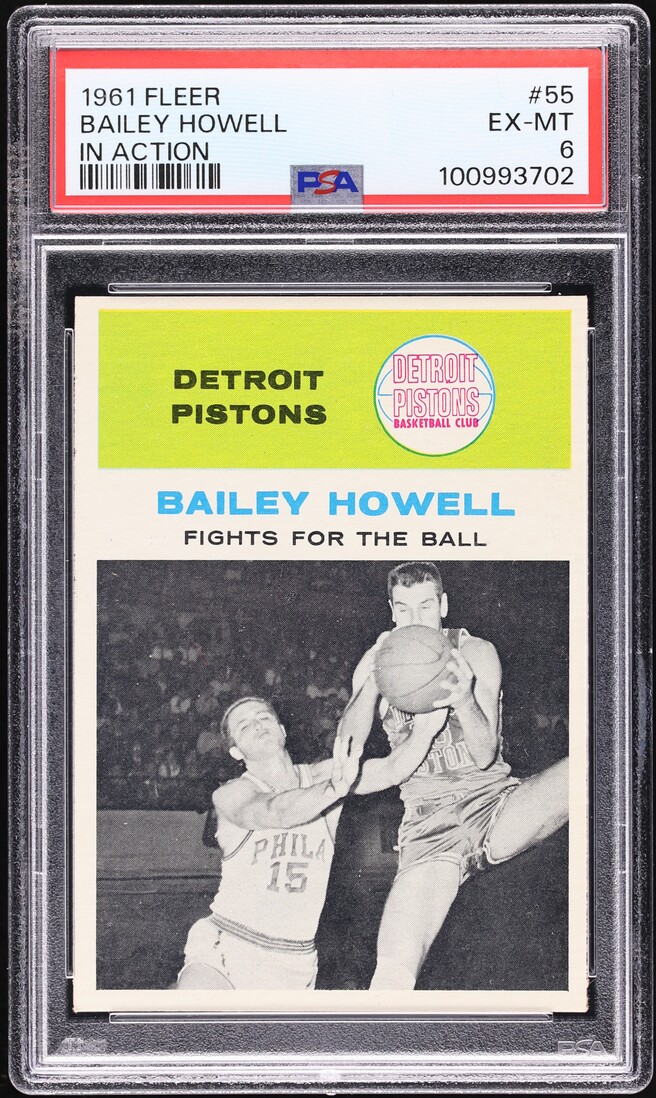 1961 Fleer Basketball Bailey Howell ROOKIE, IN ACTION #55 PSA 6 EXMT