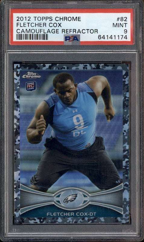 2012 Topps Chrome Camouflage Refractor #82 Fletcher Cox RC /499 PSA 9