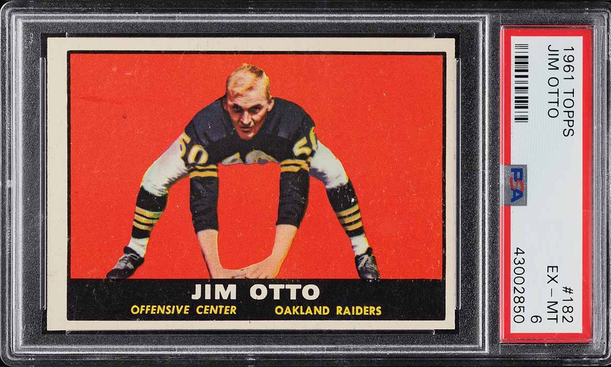 1961 Topps Football Jim Otto ROOKIE #182 PSA 6 EXMT