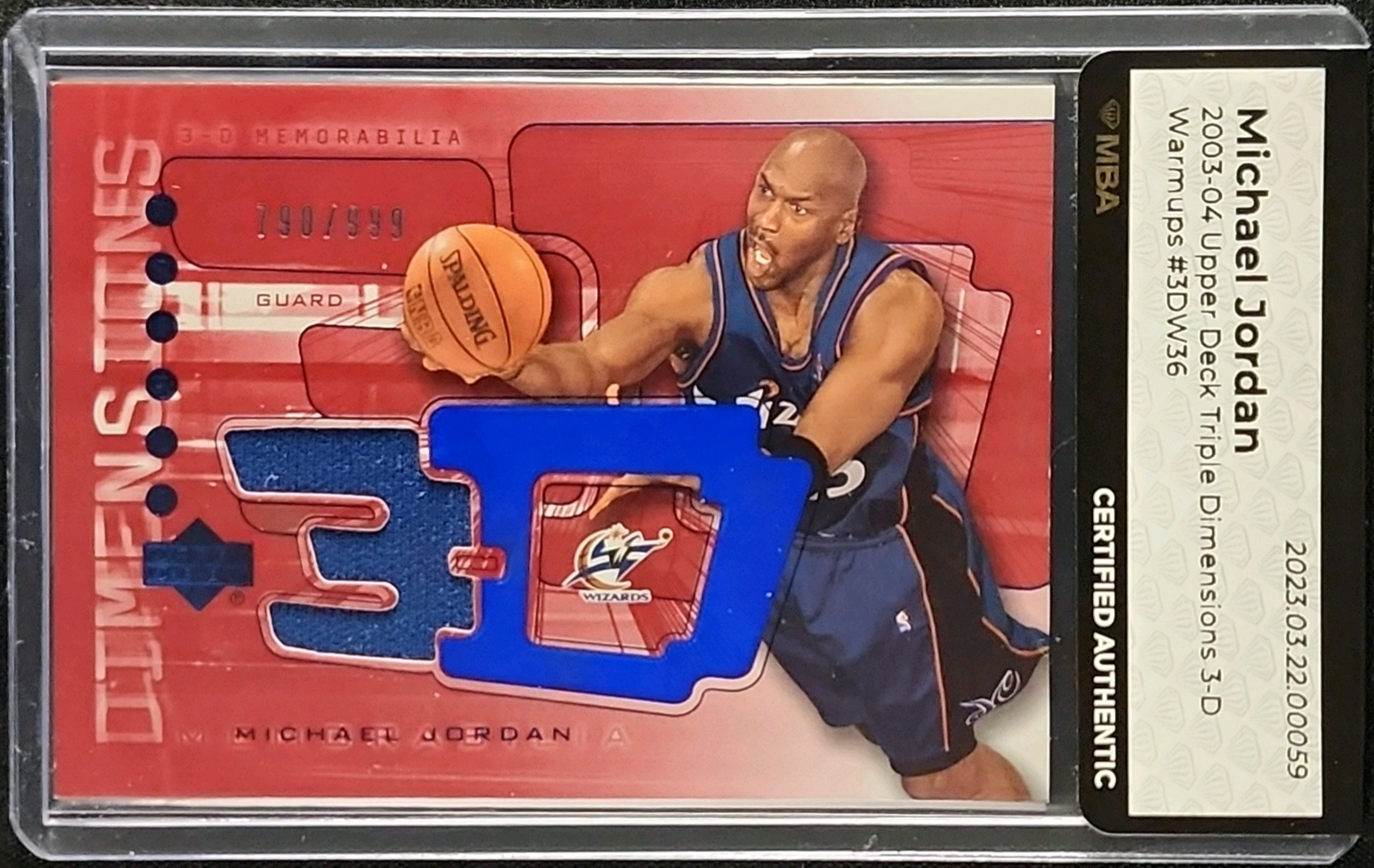 2003 Upper Deck Triple Dimensions 3-D Warmups Michael Jordan PATCH