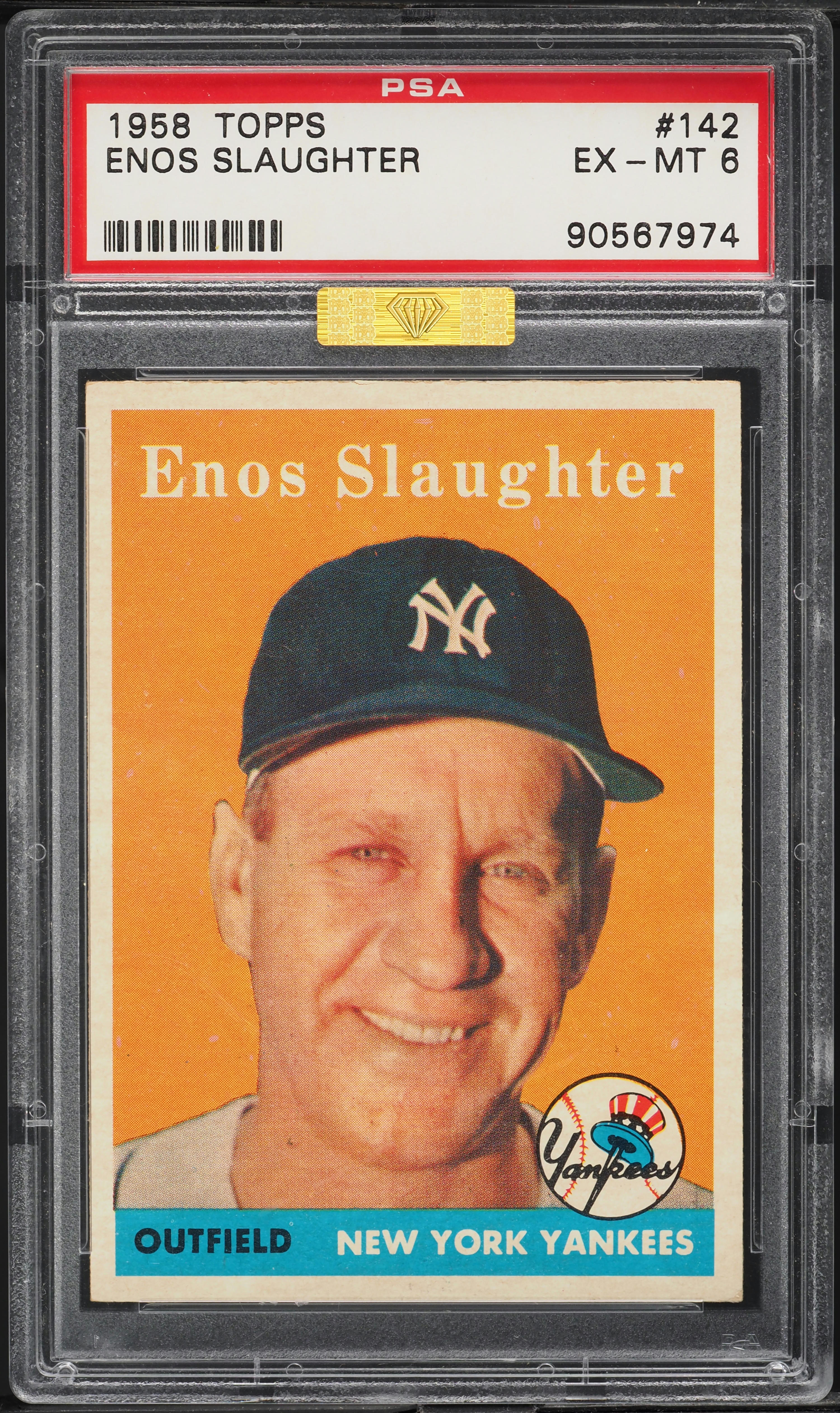 1958 Topps Enos Slaughter #142 MBA PSA 6 EXMT