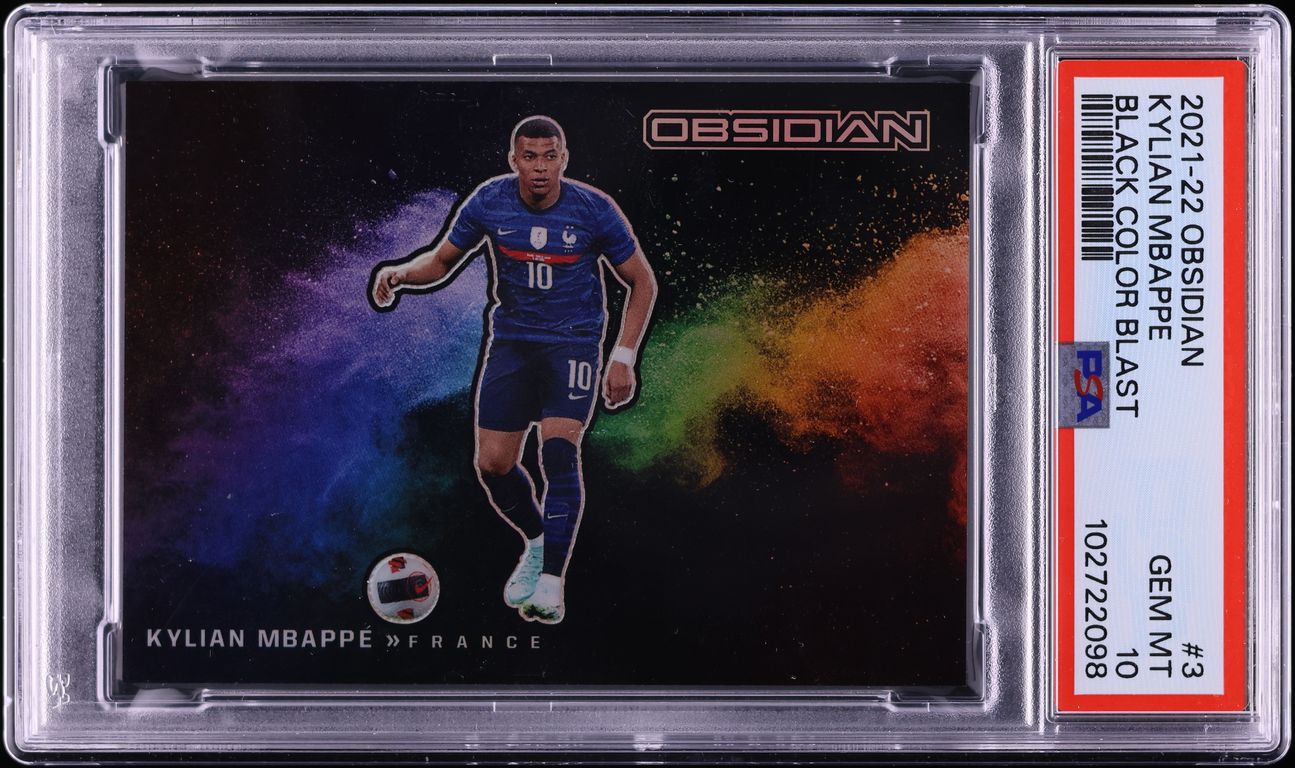 2021 Panini Obsidian Black Colorblast Kylian Mbappe #3 PSA 10 GEM MINT