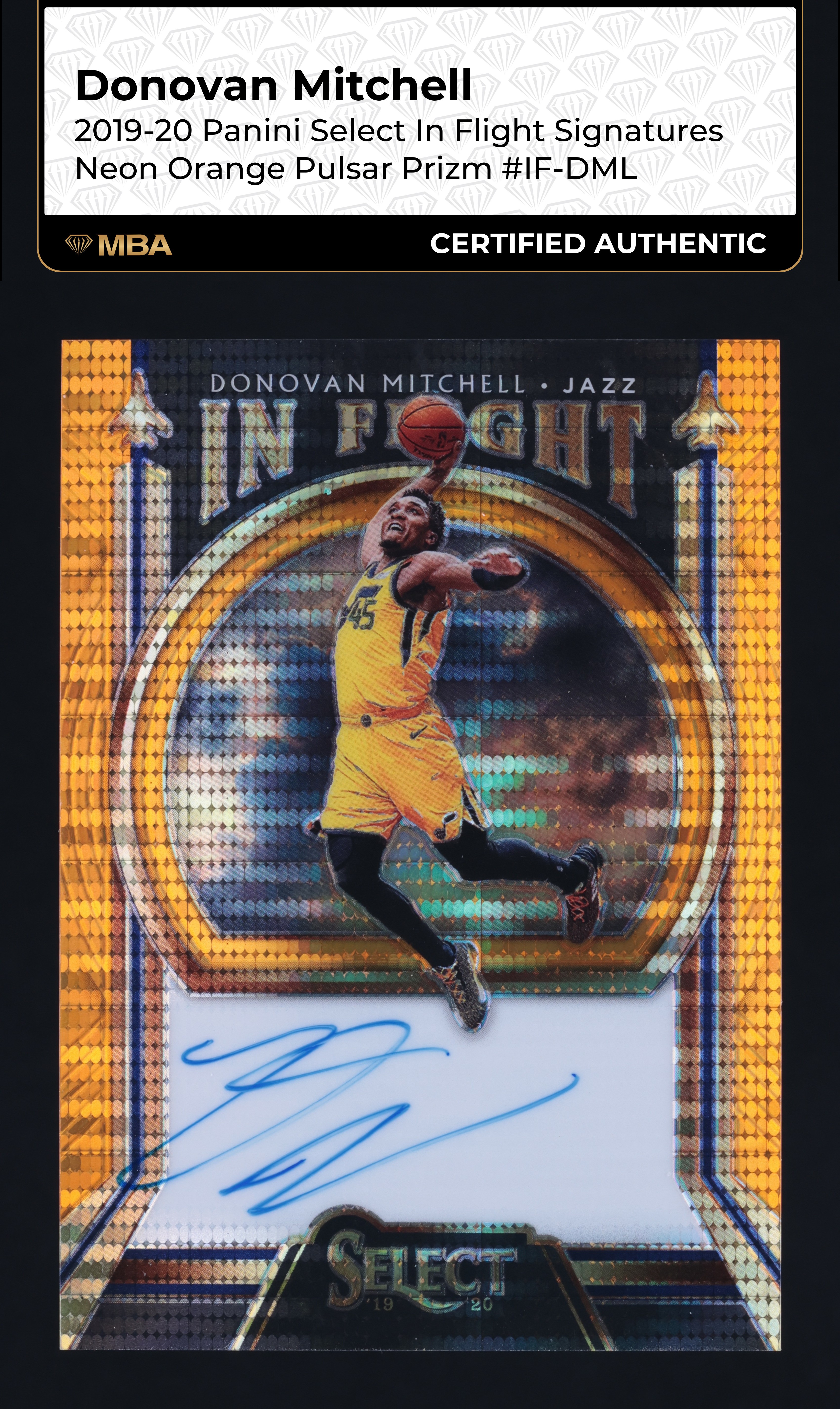 2019 Select In Flight Neon Orange Pulsar Donovan Mitchell AUTO /35 MBA AUTH