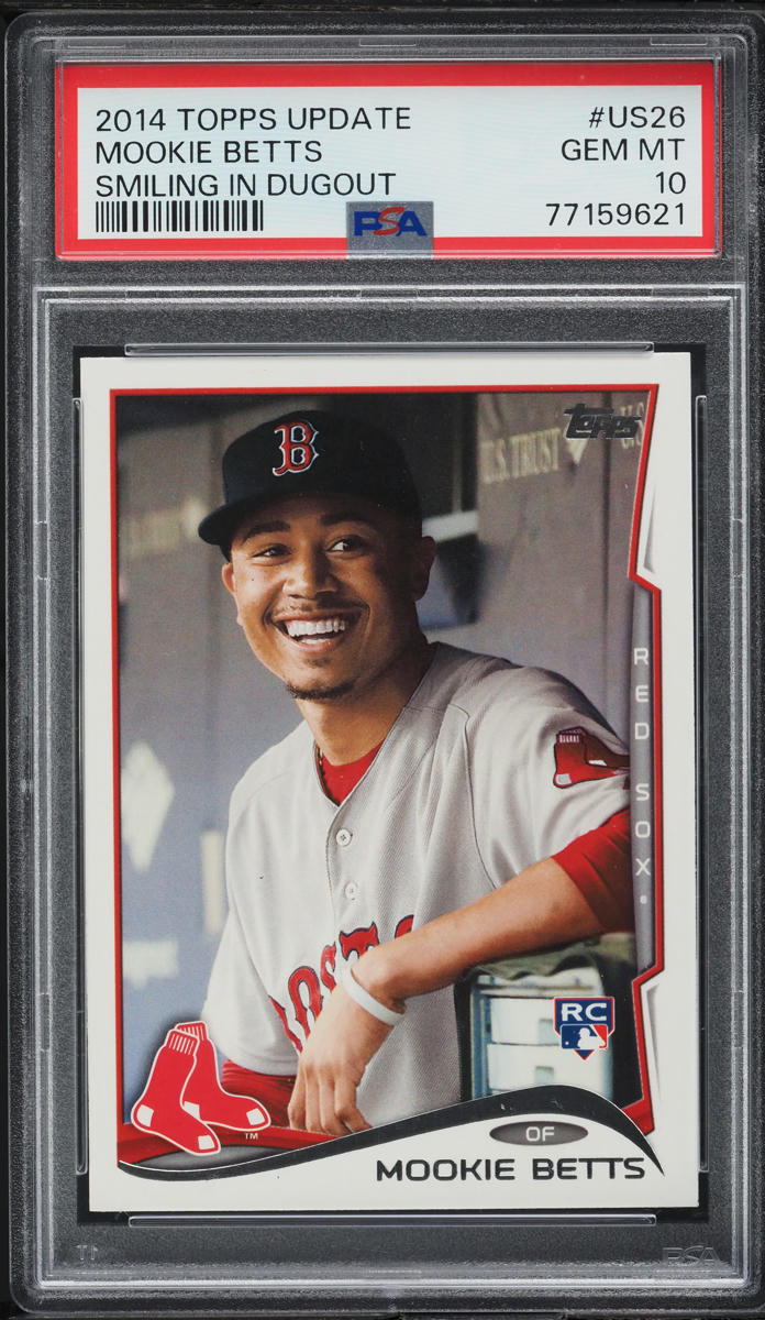 2014 Topps Update Smiling In Dugout Mookie Betts SP ROOKIE #US-26 PSA 10 GEM