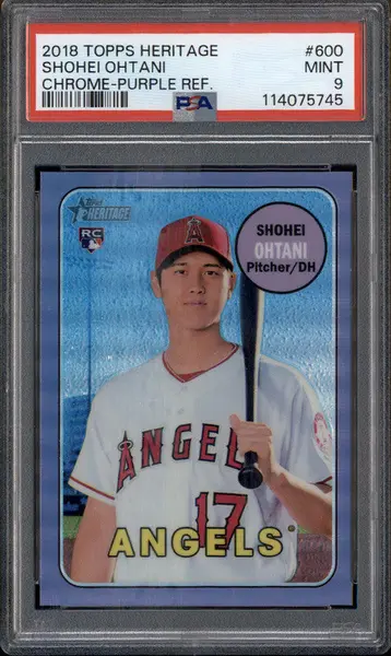 2018 Topps Chrome Heritage Purple Refractor #600 Shohei Ohtani RC PSA 9