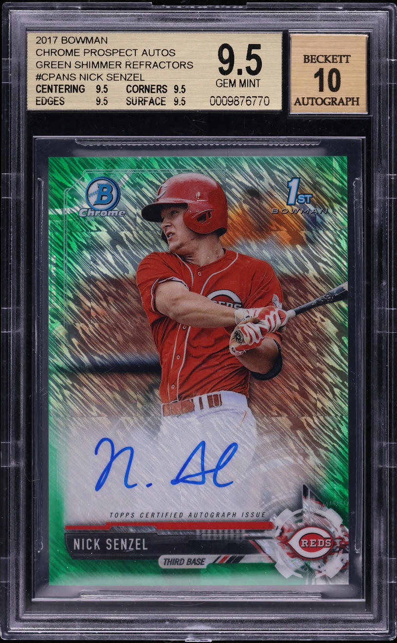 2017 Bowman Chrome Green Shimmer Refractor Nick Senzel ROOKIE AUTO /99 BGS 9.5