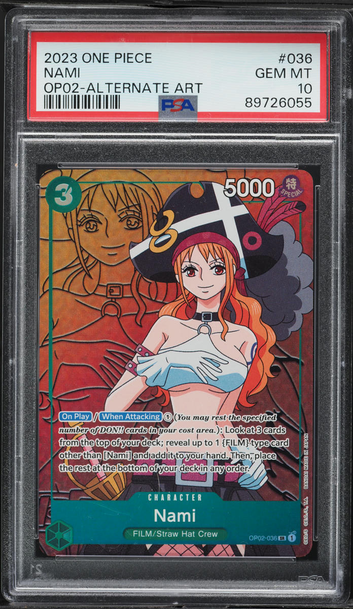 2023 One Piece Paramount War Alt Art Nami #OP02-036 PSA 10 GEM MINT