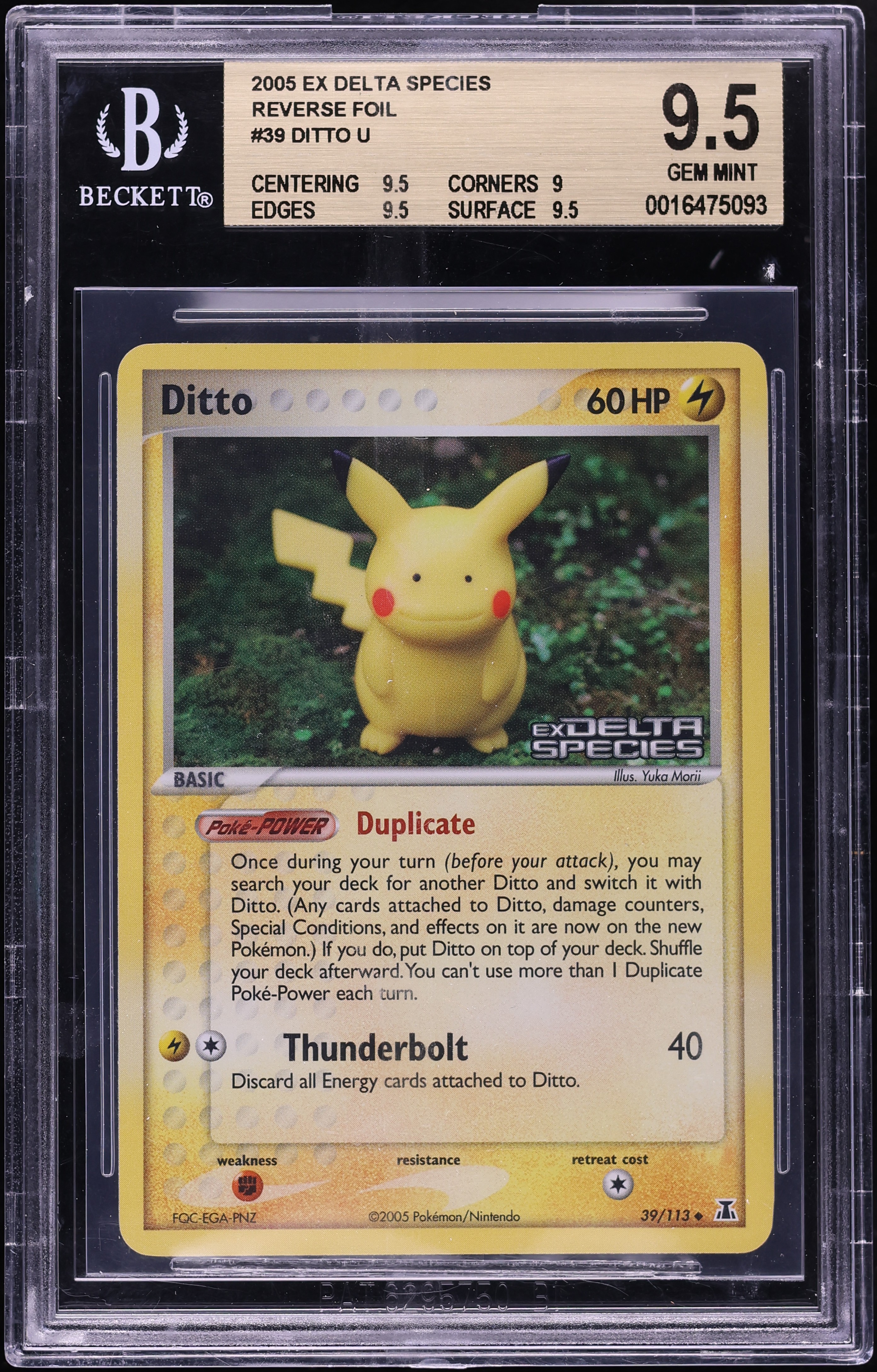 2005 Pokemon Ex Delta Species Reverse Holo Ditto #39 BGS 9.5 GEM MINT