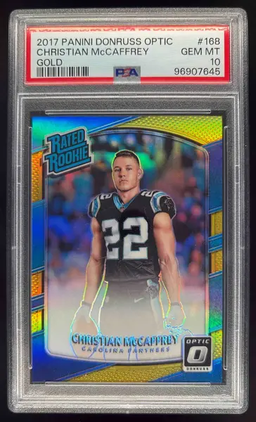 2017 Donruss Optic Gold #168 Christian McCaffrey RC Rated Rookie /10 PSA 10