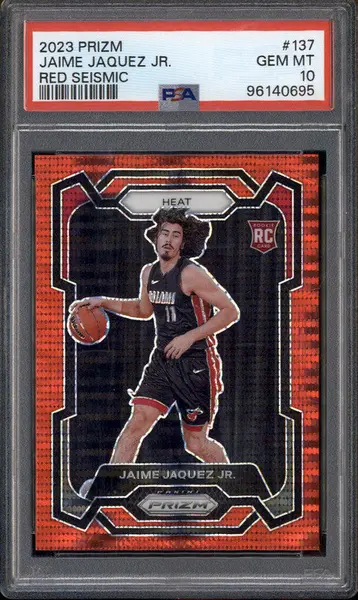 2023 Panini Prizm Red Seismic #137 Jaime Jaquez Jr RC Rookie /299 PSA 10