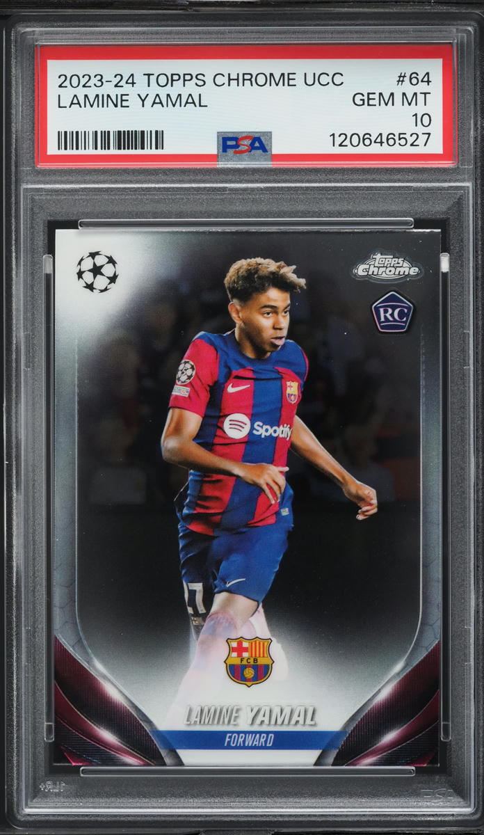 2023 Topps Chrome UEFA Club Competitions Lamine Yamal ROOKIE #64 PSA 10 GEM MINT