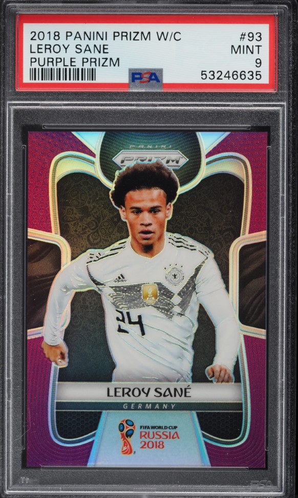 2018 Panini Prizm World Cup Purple Prizms Leroy Sane ROOKIE /99 #93 PSA 9 MINT