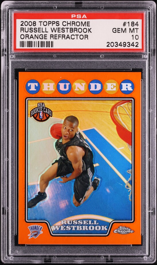2008 Topps Chrome Orange Refractor Russell Westbrook ROOKIE /499 #184 PSA 10 GEM