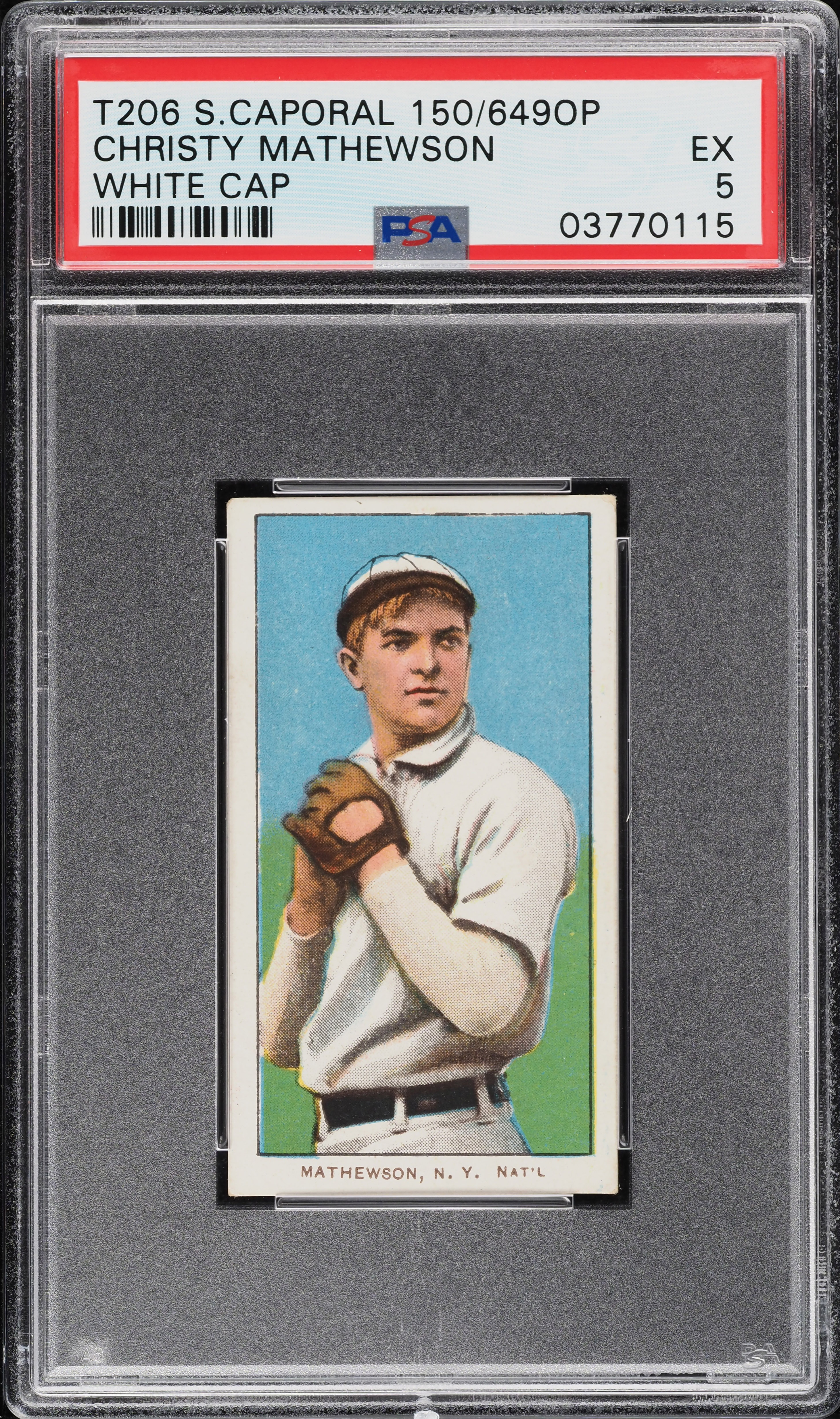 1909-11 T206 Christy Mathewson WHITE CAP PSA 5 (PWCC-E)