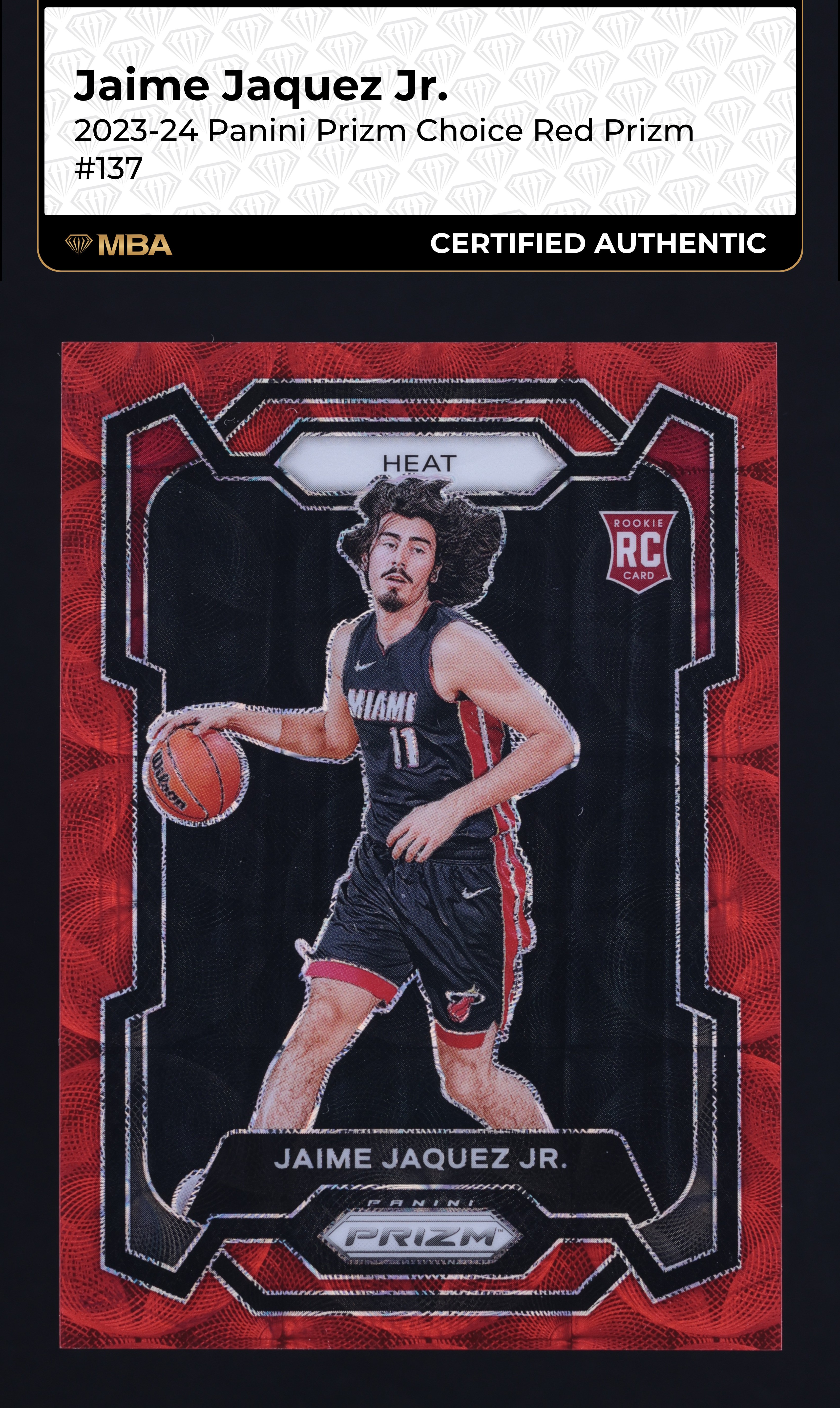 2023 Panini Prizm Choice Red Jaime Jaquez Jr. ROOKIE /88 #137 MBA AUTH