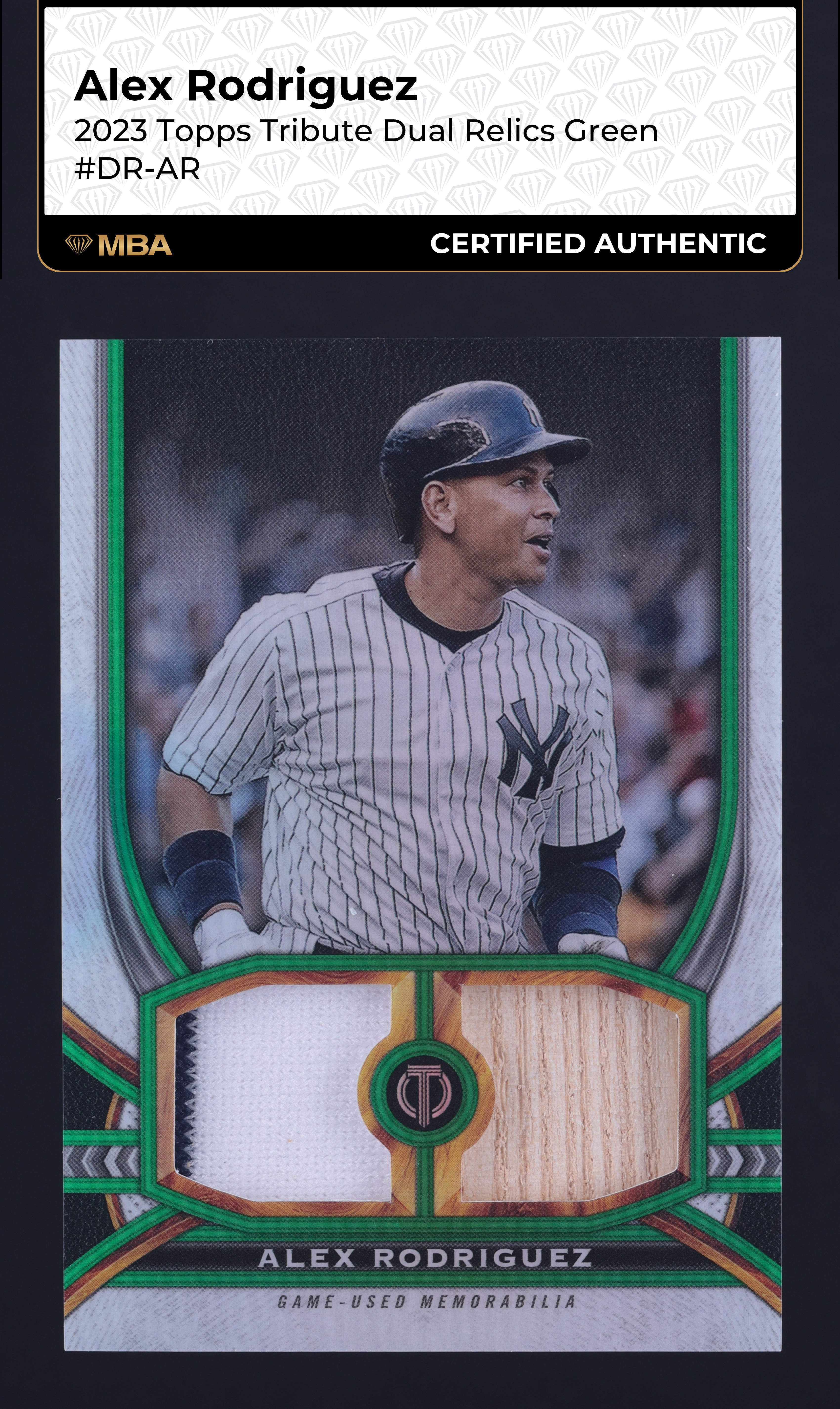 2023 Topps Tribute Green Alex Rodriguez PATCH /99 #DR-AR MBA AUTH