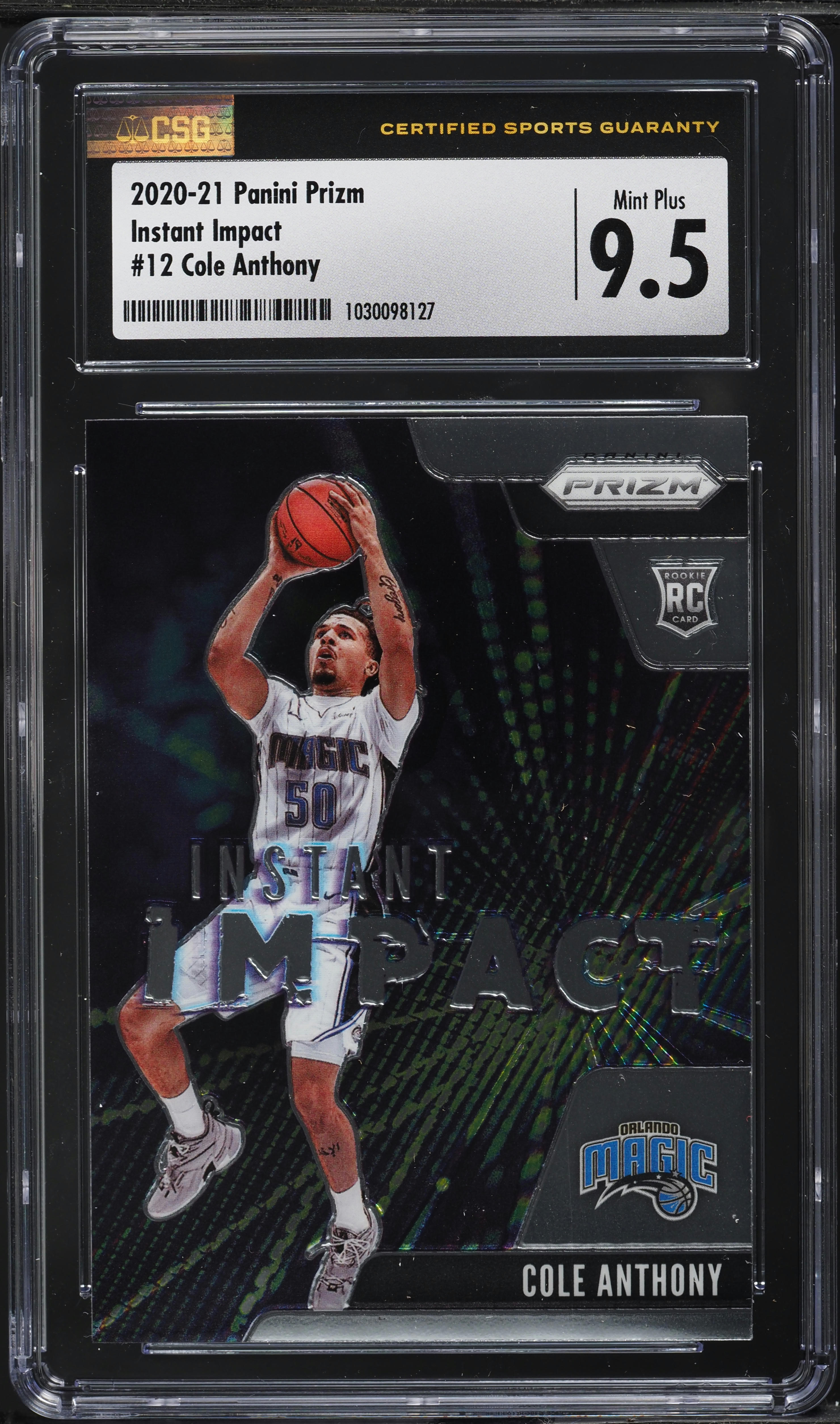 2020 Panini Prizm Instant Impact Cole Anthony ROOKIE #12 CSG 9.5 MINT+