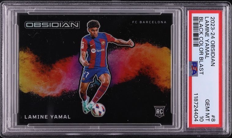 2023 Panini Obsidian Black Colorblast Lamine Yamal ROOKIE #8 PSA 10 GEM MINT