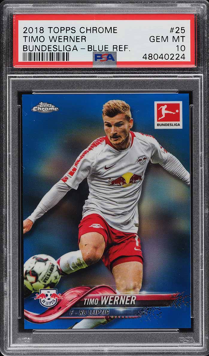 2018 Topps Chrome Bundesliga Blue Refractor Timo Werner /199 #25 PSA 10 GEM MINT