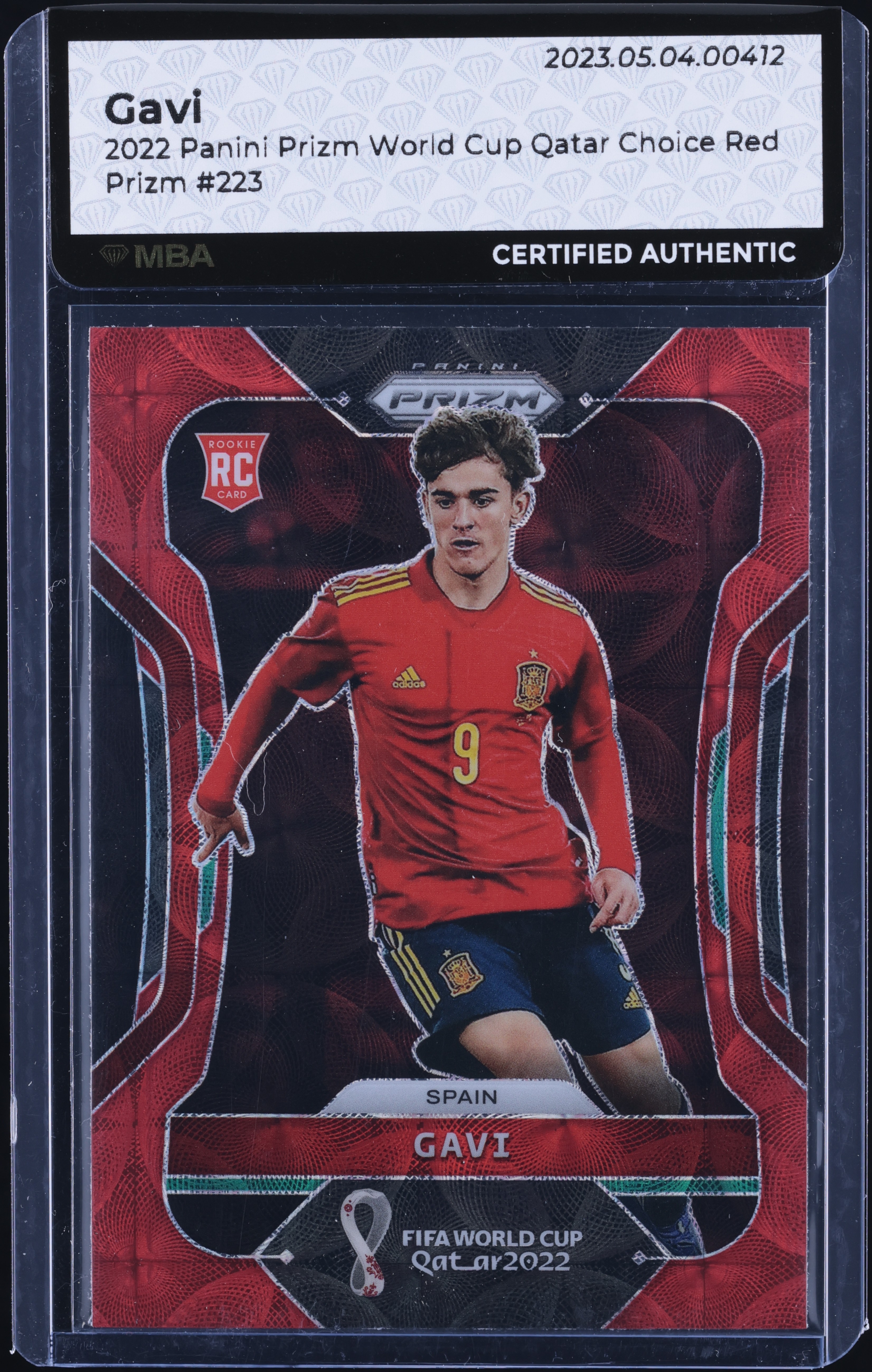 2022 Panini Prizm World Cup Qatar Choice Red Gavi ROOKIE #223 MBA AUTH