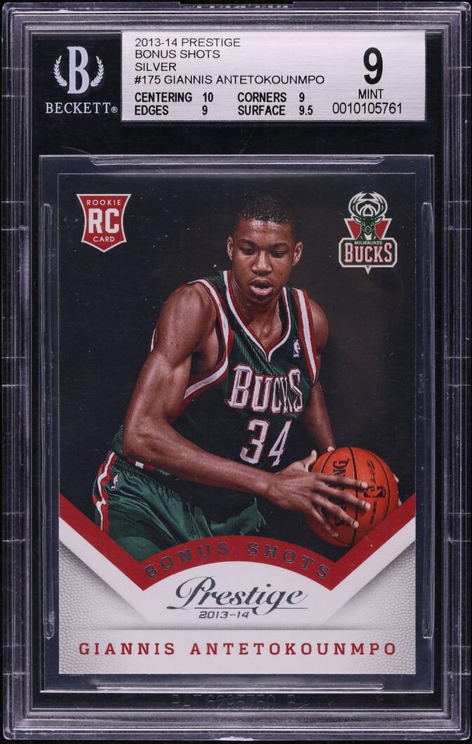 2013 Prestige Bonus Shots Silver Giannis Antetokounmpo ROOKIE #175 BGS 9 MINT