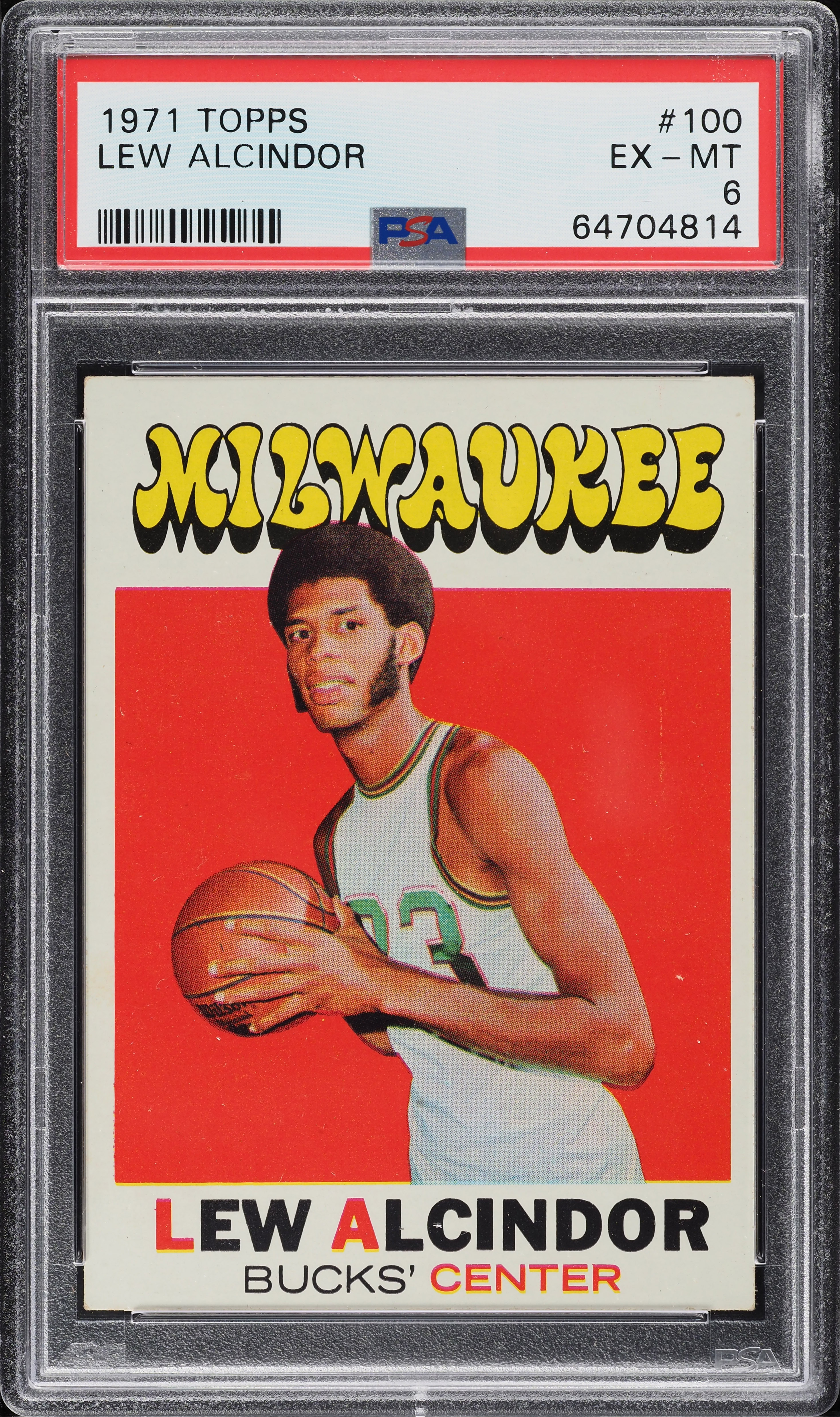 1971 Topps Basketball Lew Alcindor #100 PSA 6 EXMT