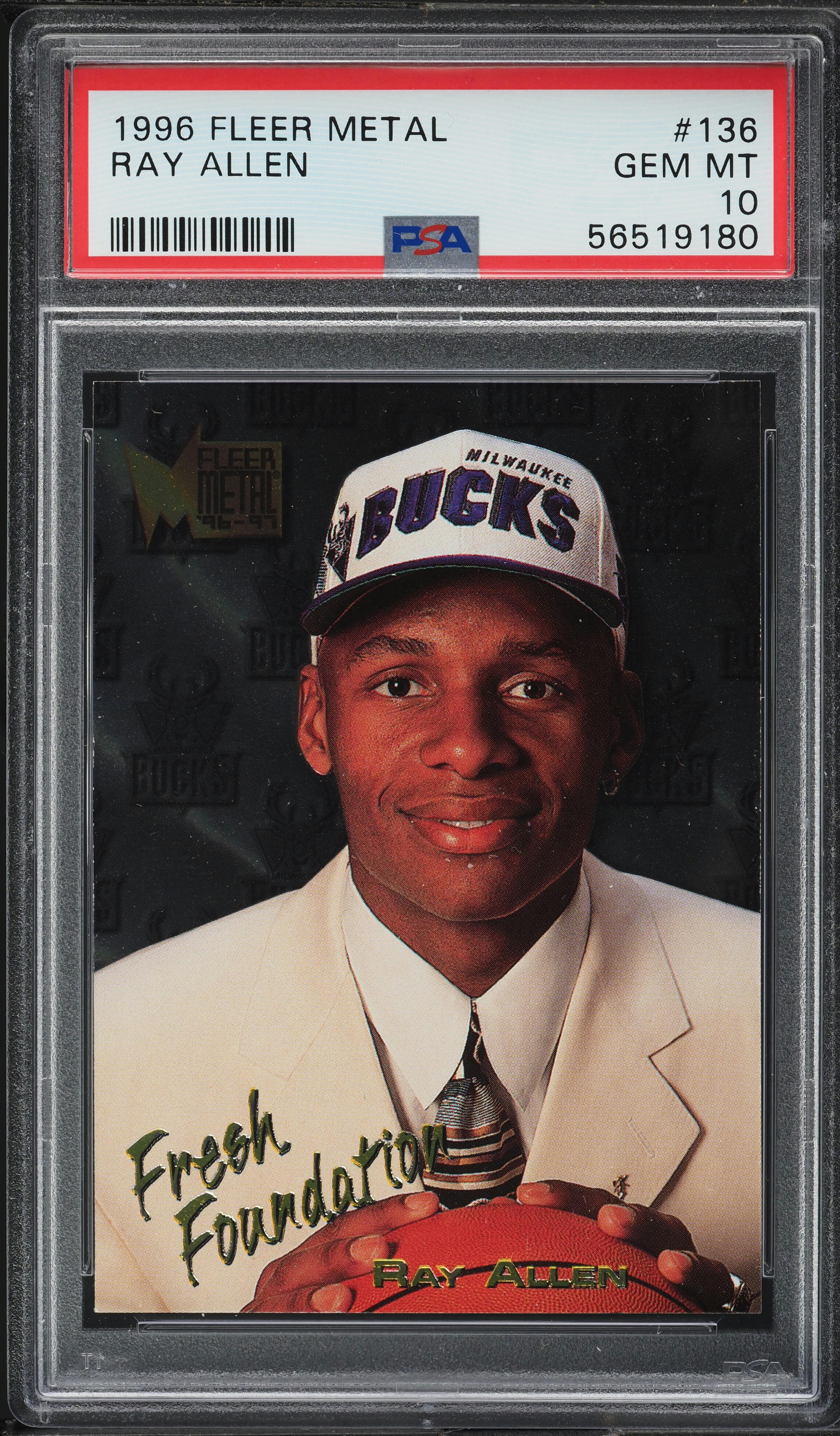 1996 Metal Fresh Foundations Ray Allen ROOKIE #136 PSA 10 GEM MINT